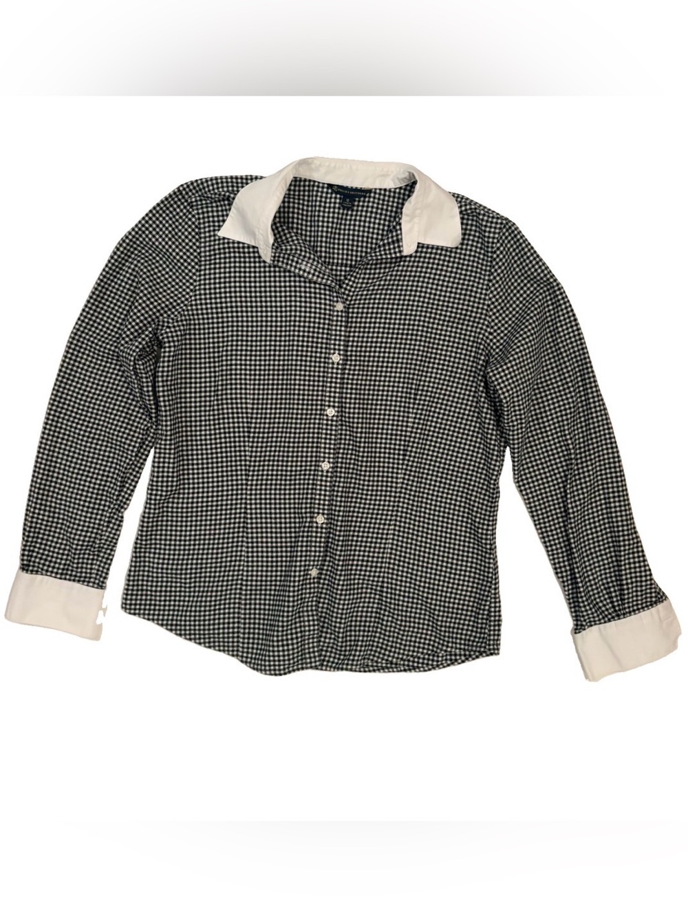 Brooks Brothers Women’s Gingham Button Down Shirt Black White Cotton 12